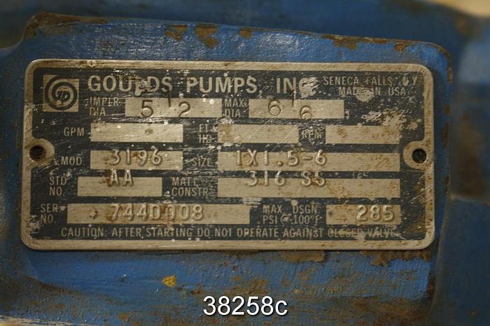 Used Goulds 3196 Pump Casing, 1x1.5x6, Stainless #38258