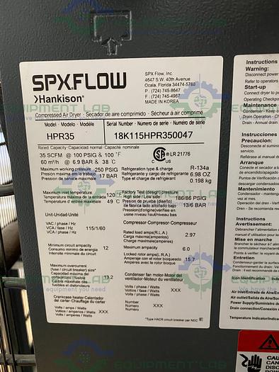 Used SPX Hankison  HPR35 Non-Cycling Compressed Refrigerated Air Dryer w/ 80VL Tank