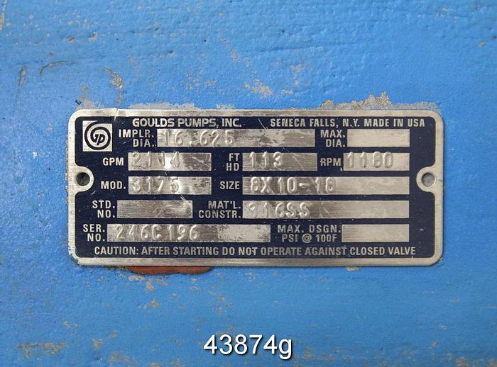 Used Goulds 3175 8x10x18 Stainless Steel Pump Casing #43874