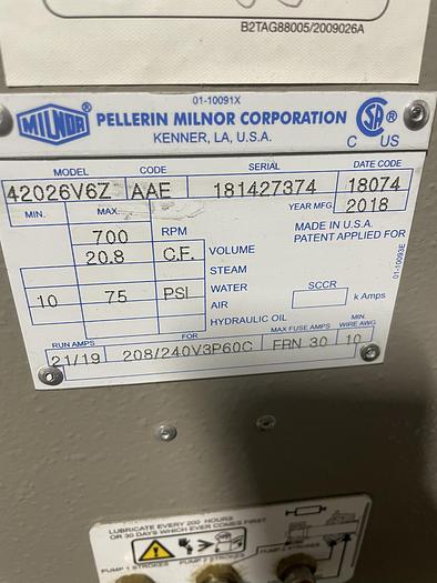 Used 2018 MILNOR 140lb WASHER