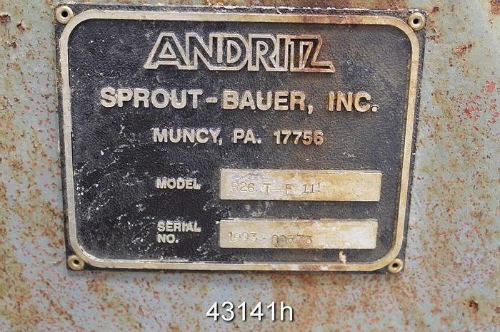 Used Sprout Waldron R26 T-F111 26" Disc Refiner #43141