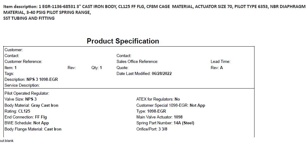 Used 3" FISHER PRESSURE REDUCING VALVE