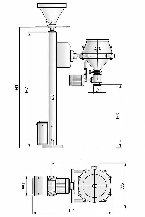 Fixed Bin Lifter with Granule Sizer (NTFZ),Fixed Bin Lifter with Granule Sizer (NTFZ) | TabTech GTS
