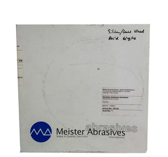 Used Meister Abrasives 6A2 255X30X76 X=5 W=5 Si Gan Grinding Wheel