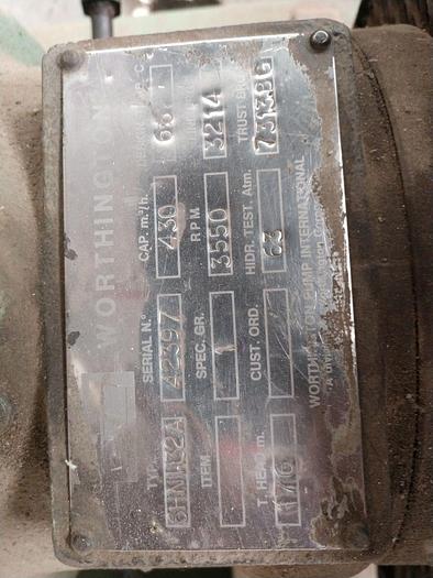 Used Pump, Centrif., 400 HP, 316 S/st, 8 X 6, Worthington (3) #S734196