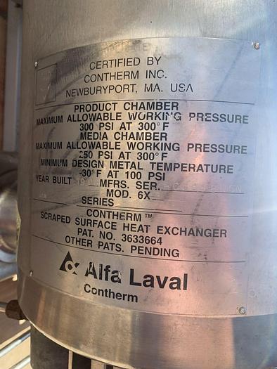 Used Votator, 6" x 36", Triple Barrel, 316 S/st, Alfa Laval, Contherm #C744219