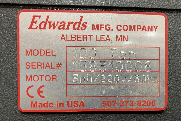 Used EDWARDS 100 TON, IV JAWS HYDRAULIC IRON WORKER 4 STATION ANGLE PLATE NOTCH PUNCH MACHINE