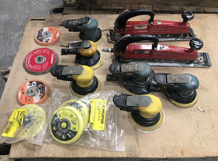 Used LOT OF PALM AND STRIGHT LINE PNEUMATIC HAND SANDERS