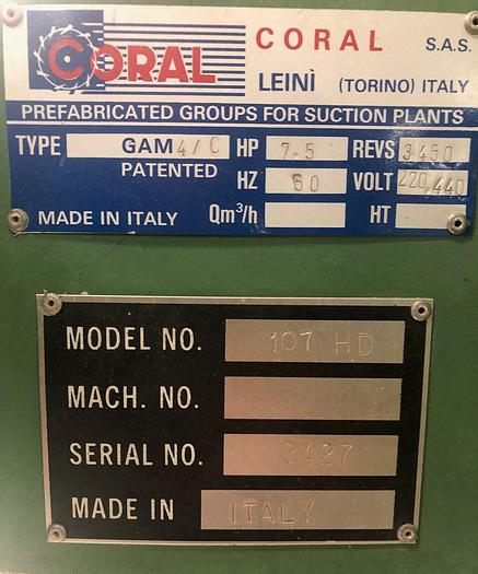 Used CORAL GAM4/C 7.5 HP, 4-BAG PORTABLE DUST-COLECTOR