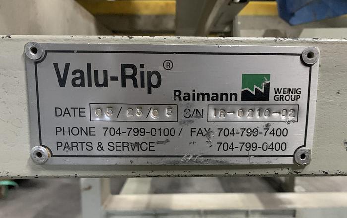 Used WEINIG RAIMANN PROFIRIP KR-310-M GANG RIPSAW WITH (2) MOVING BLADES WITH RAIMANN VALUE RIP IV GANG RIPSAW INFEED SYSTEM