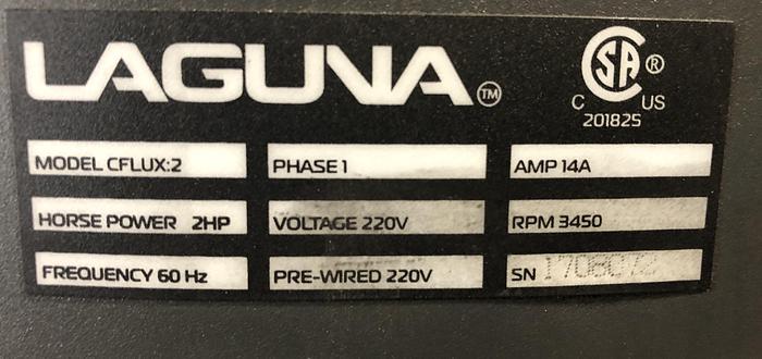 Used LAGUNA CFLUX:2, 2 HP HEPA CYCLONE/CARTRIDGE PORTABLE DUST COLLECTOR