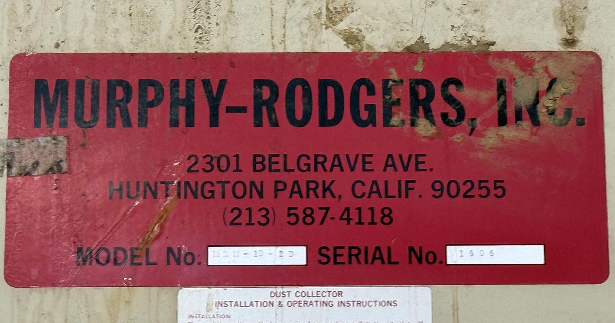 Used MURPHY RODGERS MRM-10-2D BAG HOUSE DUST-COLLECTOR