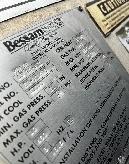 Used BESSAMAIRE MUAJH 13T HA-631 HEATED AIR MAKE UP UNIT