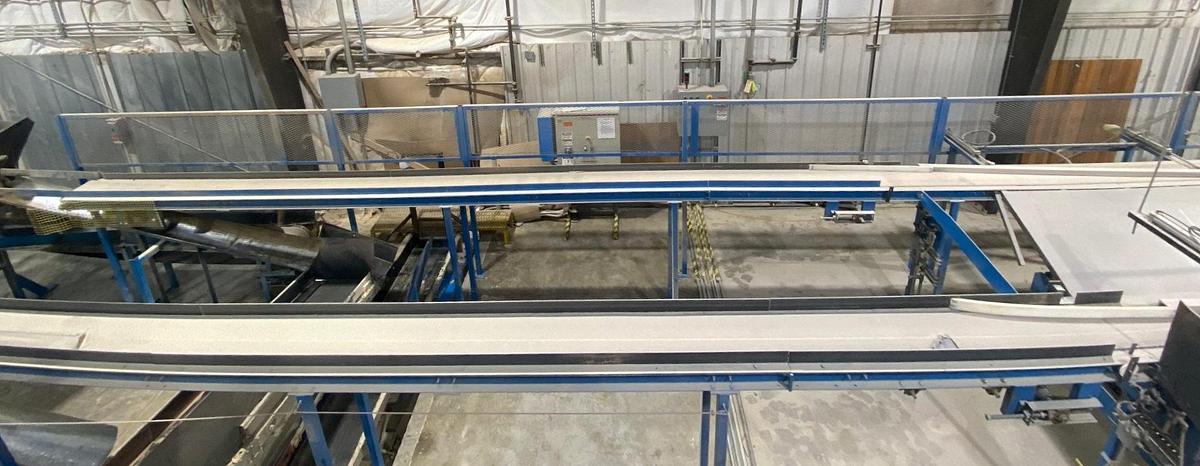 Used COMBINATION POWER BELT CONVEYORS & CHAIN-DECKS MATERIAL-HANDLING SYSTEM
