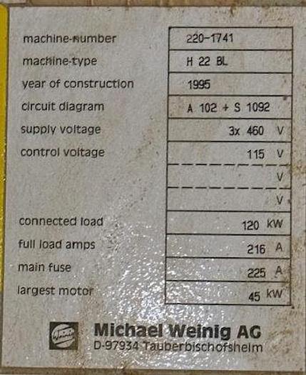 Used WEINIG H-22-BL, 4-HEAD VERTICAL SPLITTING MOULDING