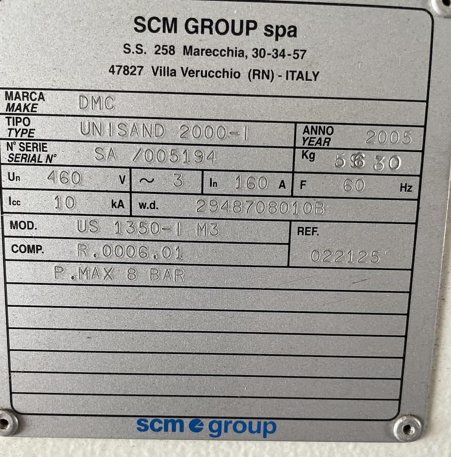 Used DMC UNISAND 2000-1, 52" 5-HEAD TOP AND 3-HEAD BOTTOM WIDE-BELT SANDER