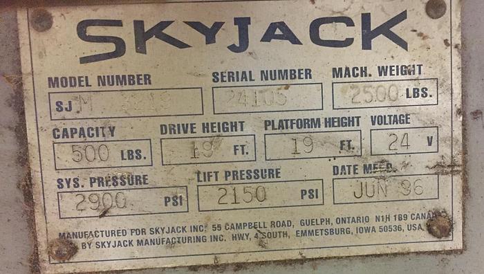 Used SKYJACK SJM-3219 19 FT MAN-LIFT