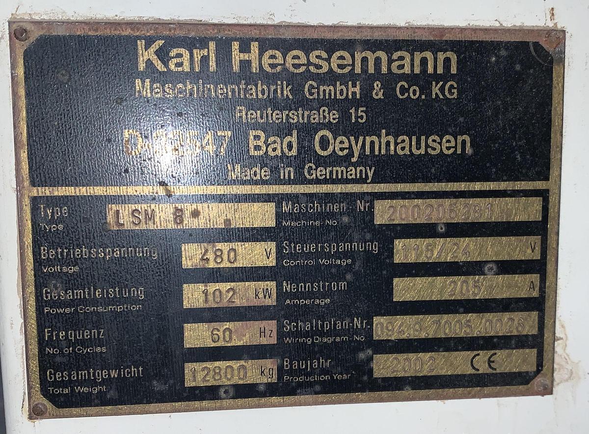 Used HEESEMANN LSM-8, 52", 4-HEAD WIDE-BELT FINISH SANDER