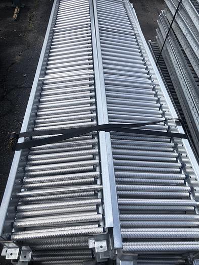 Used LOT OF FLOW RACK (~100), 12" WIDE X 7'-8" ROLLER CONVEYOR