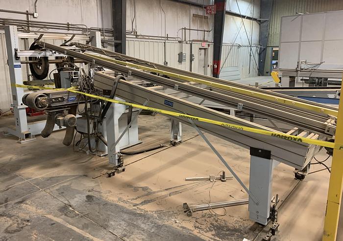 Used HOMAG POWER TVL370/15/02 BRUSH/WHEEL STYLE BOARD TURNER MATERIAL-HANDLING CONVEYOR SYSTEM