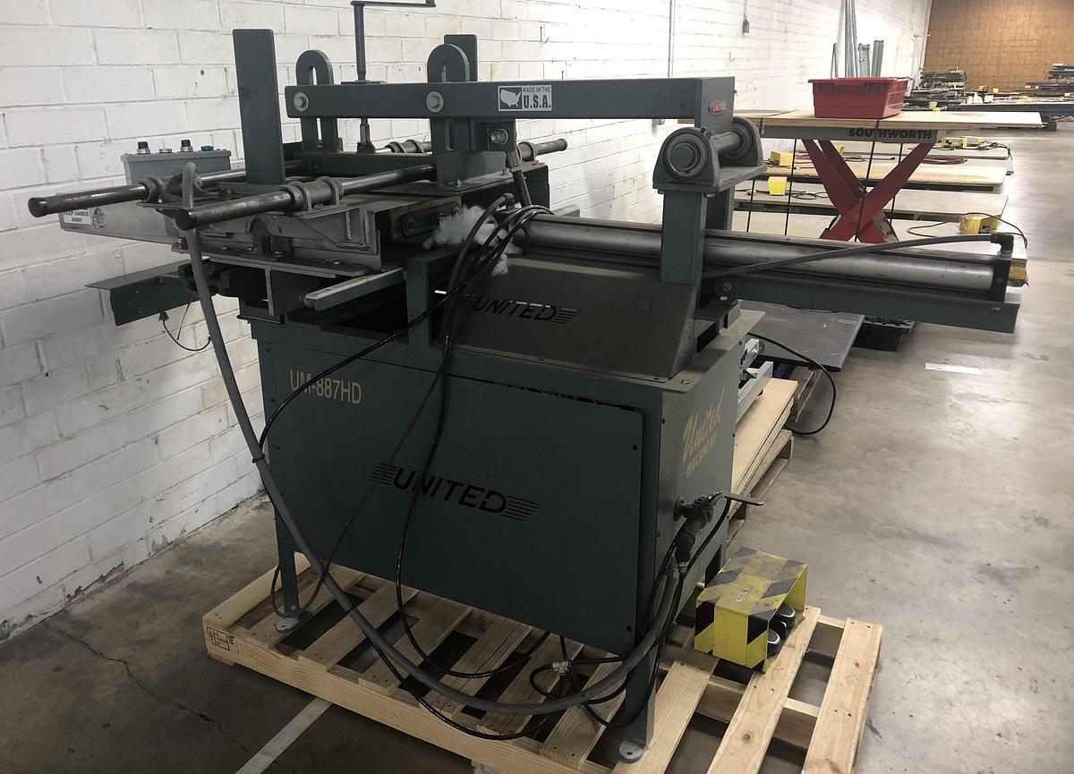 Used UNITED UM-887HD CUSTION STUFFING MACHINE W/SAFETY FENCING