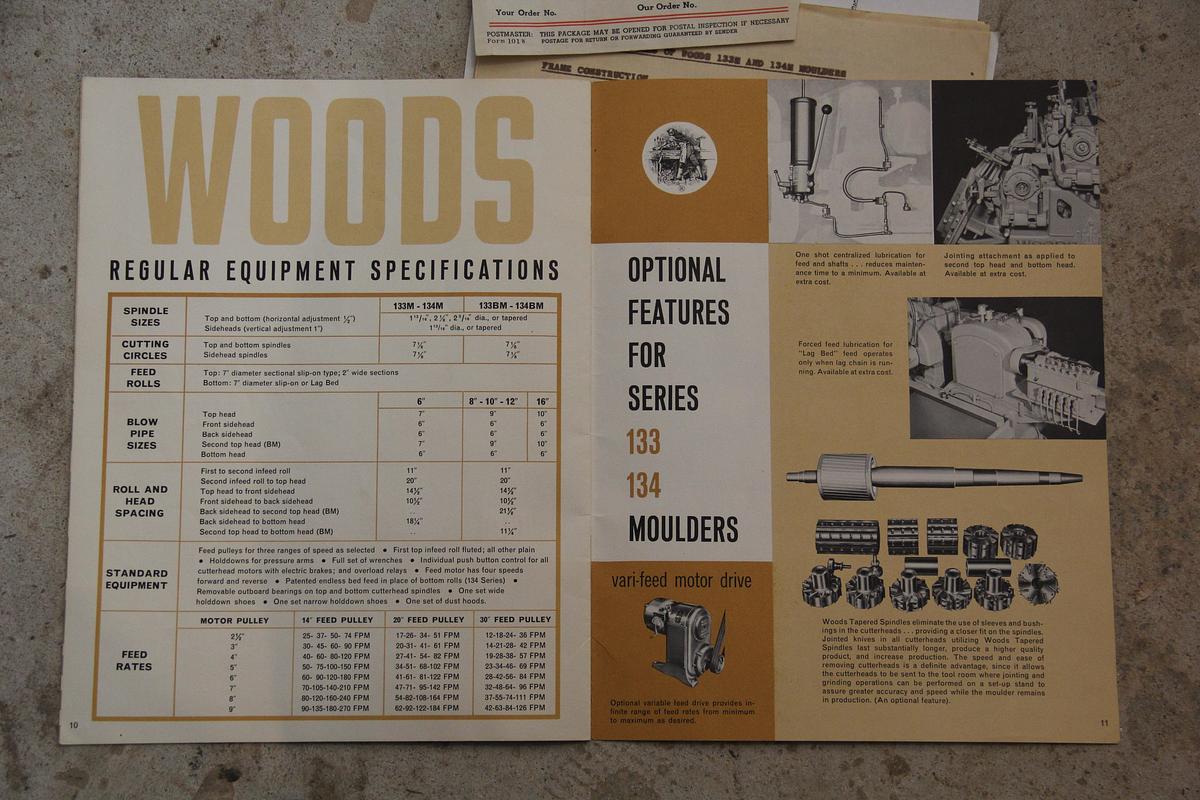 Used WOODS 12” PUSH-FEED MOULDER