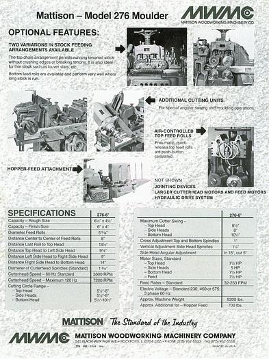 Used MATTISON   276, 4-HEAD PUSH FEED MOULDER
