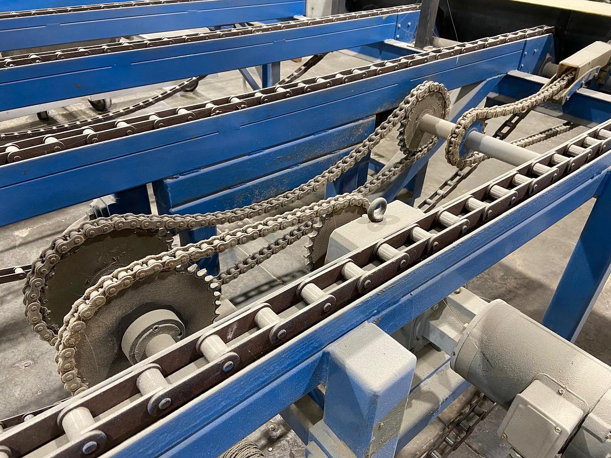 Used COMBINATION POWER BELT CONVEYORS & CHAIN-DECKS MATERIAL-HANDLING SYSTEM