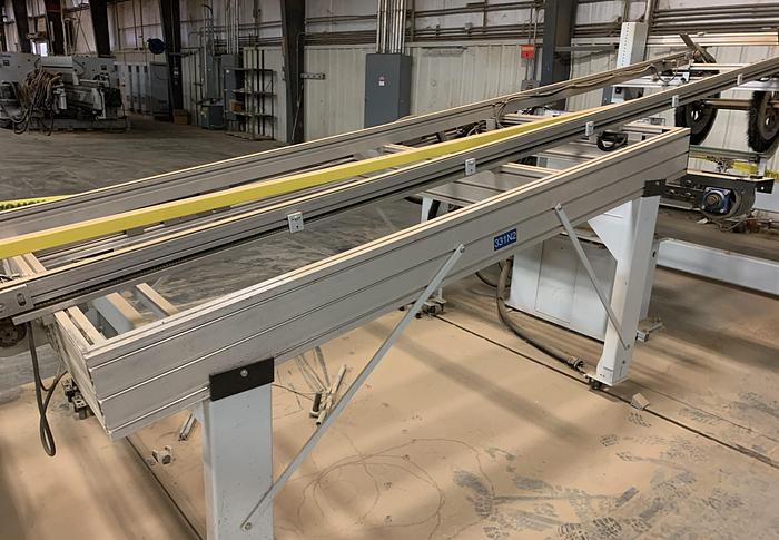 Used HOMAG POWER TVL370/15/02 BRUSH/WHEEL STYLE BOARD TURNER MATERIAL-HANDLING CONVEYOR SYSTEM