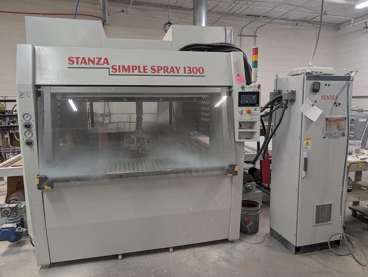 Used STANZA SIMPLE SPRAY 1300, 51" FEED-THROUGH FLAT-LINE 4-GUN FINISH SPRAY MACHINE