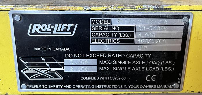 Used ROL-LIFT RL 740 36-4872-8, 4,000LBS SCISSOR-LIFT