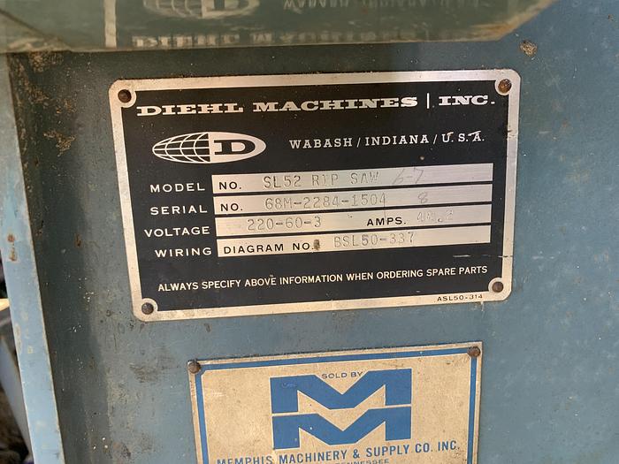 Used DIEHL SL-52 STRAIGHT-LINE RIPSAW PARTS MACHINE