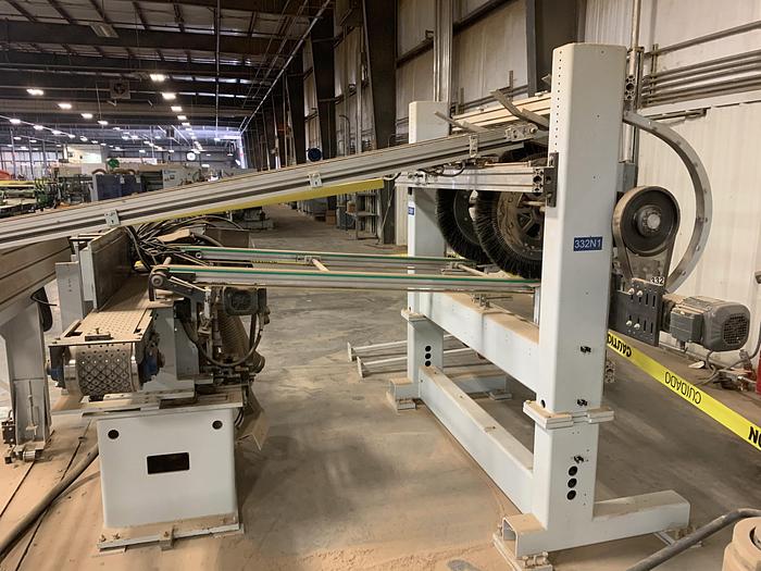 Used HOMAG POWER TVL370/15/02 BRUSH/WHEEL STYLE BOARD TURNER MATERIAL-HANDLING CONVEYOR SYSTEM