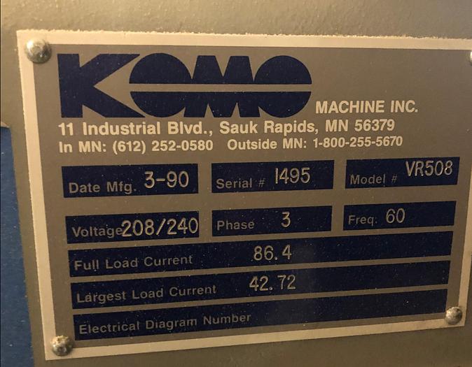 Used KOMO VR508 4' X 8' CNC ROUTER W/ ACCESSORIES