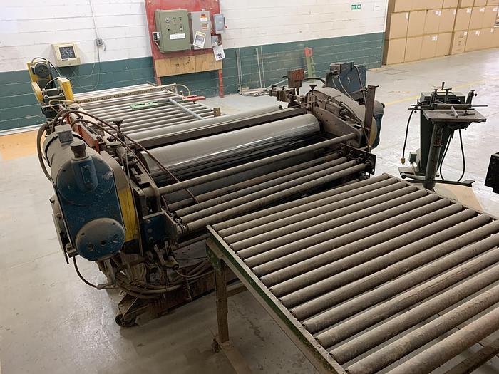 Used DUBOIS 52 INCH REVERSE ROLL COATING SYSTEM WITH DRYING OVEN AND DOUCET RETURN CONVEYOR