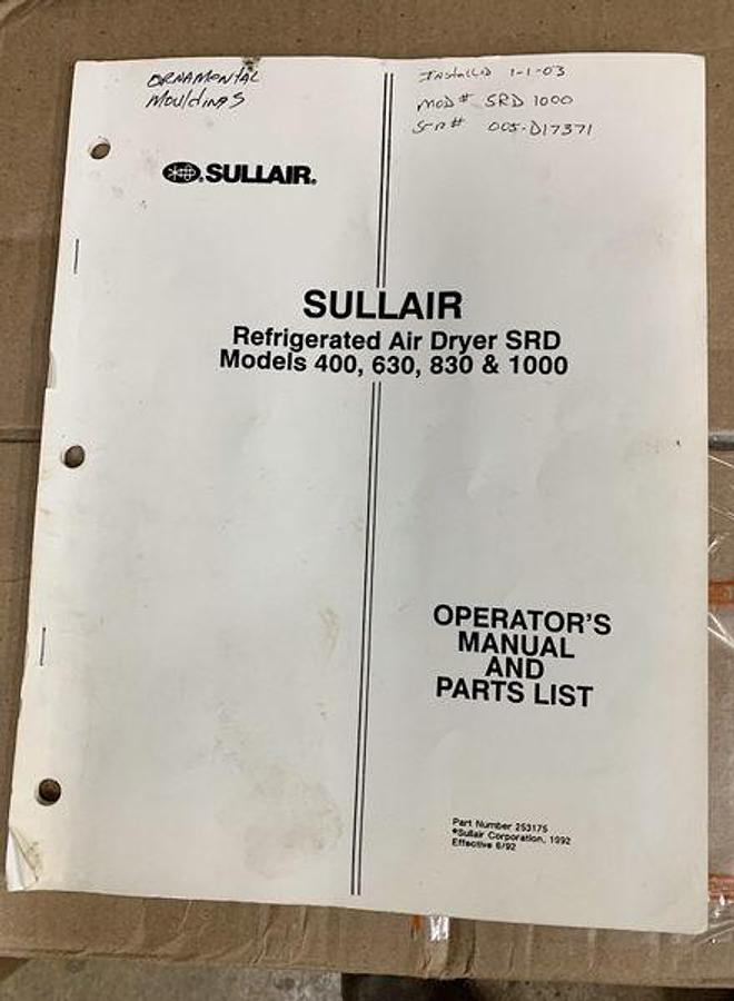 Used SULLAIR SRD-1000AC DRYER