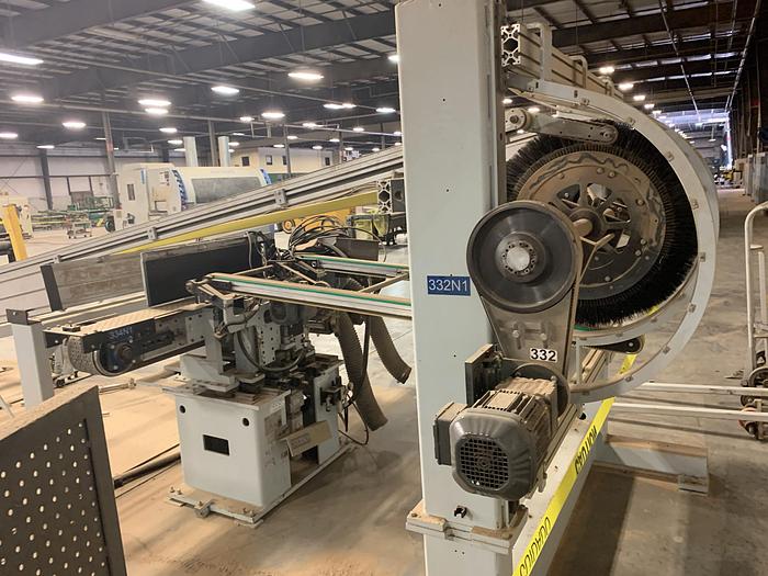 Used HOMAG POWER TVL370/15/02 BRUSH/WHEEL STYLE BOARD TURNER MATERIAL-HANDLING CONVEYOR SYSTEM