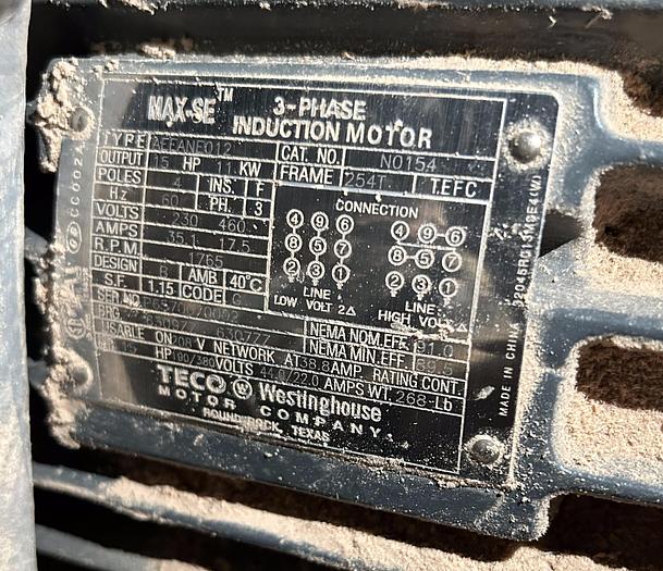 Used CAROLINA 306SD, 15 HP BLOWER