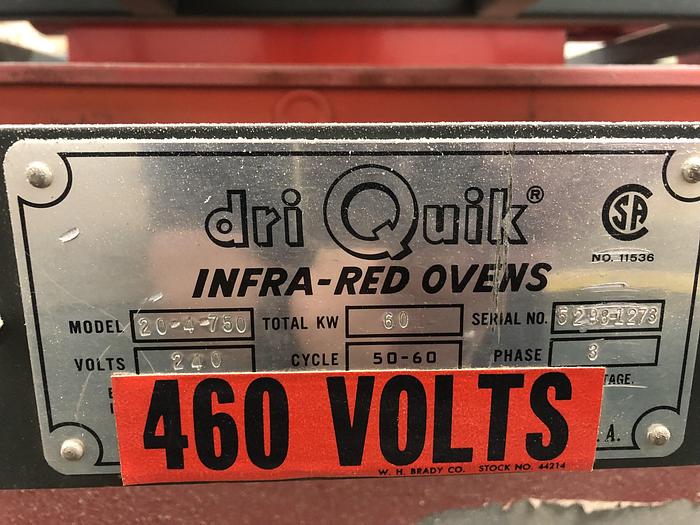 Used DRI-QUIK INFRA-RED OVEN