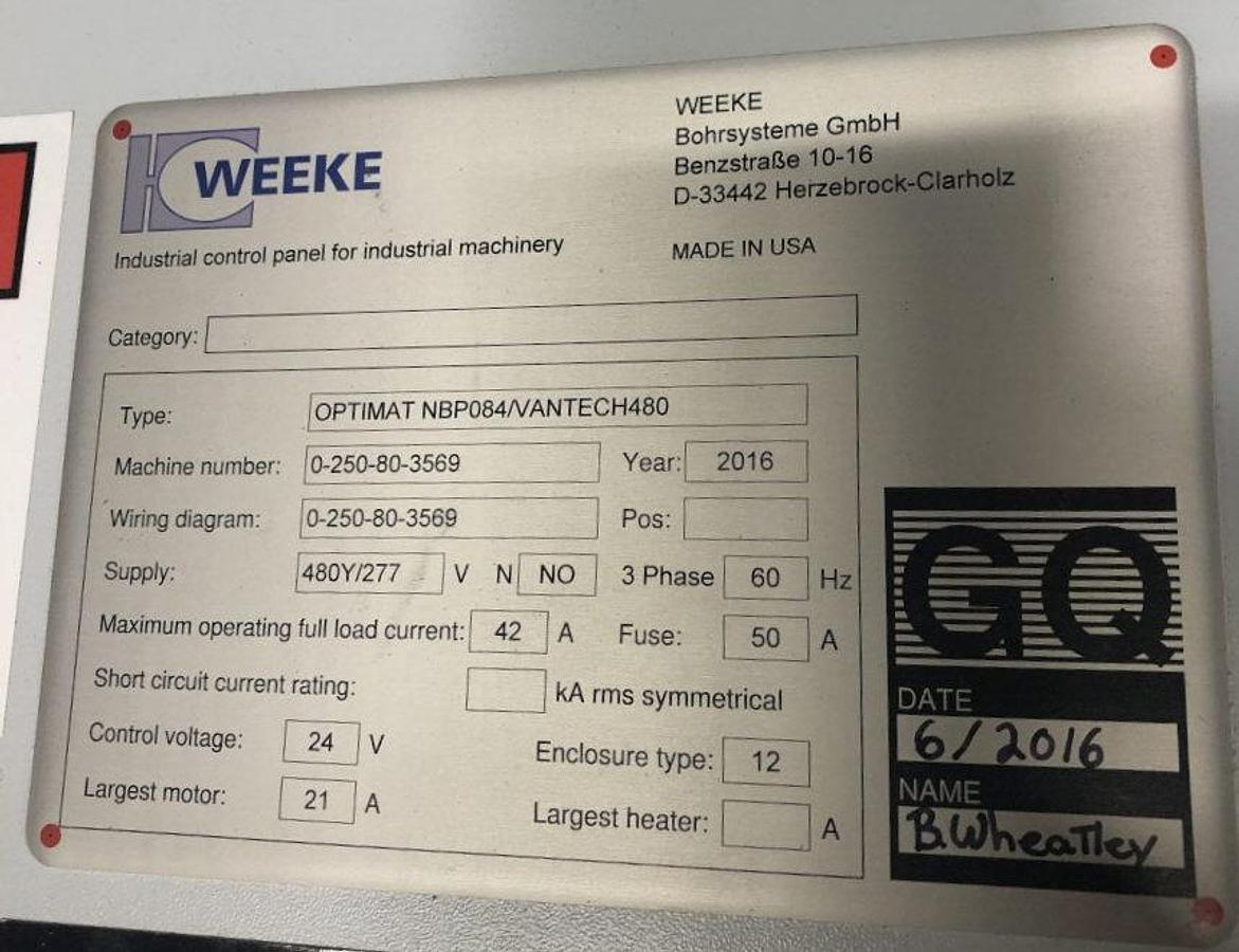 Used WEEKE VANTECH 480, 4' x 8' CNC ROUTER WITN PANEL MATERIAL HANDLING & INTEGRATED DUST COLLECTION SYSTEM