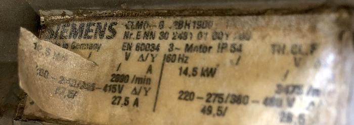 Used SEIMENS ELMO, G 2BH 1900, 20 HP REGENERATIVE STYLE VACUUM PUMP
