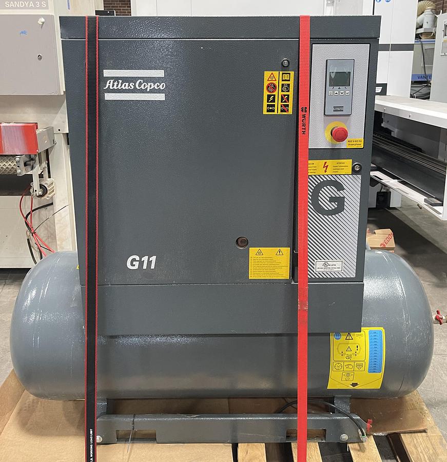 Used ATLAS COPCO, G11P 15 HP, ROTARY SCREW AIR COMPRESSOR