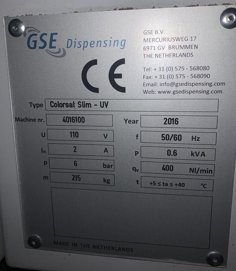 Used GSE COLORSAT-SLIM AUTOMATIC INK DISPENSING SYSTEM