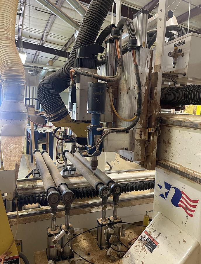 Used NORTHWOOD IH48, 4' x 8' ROLLER HOLD-DOWN 3-AXIS CNC ROUTER WITH MATERIAL HANDLING