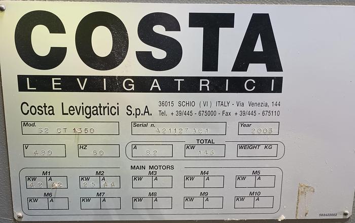 Used COSTA S2 CT-1350, 52" DOUBLE-HEAD WIDE-BELT SANDER