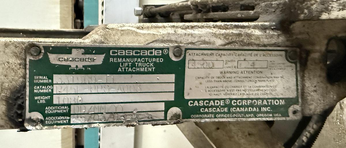 Used LOT OF (3) CASCADE 4,500 LB. SLIP-SHEET PUSH/PULL FORK-CARRIAGE ATTACHMENTS