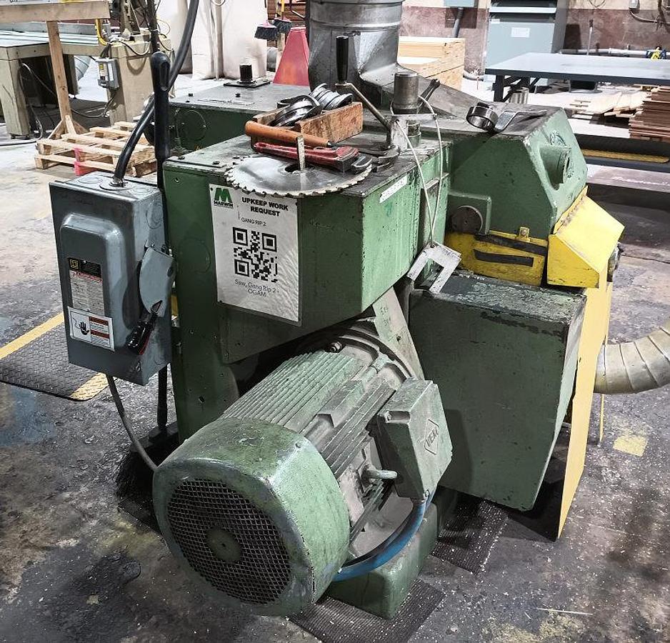 Used OGAM PO-220, 8” DIP-CHAIN GANG RIPSAW