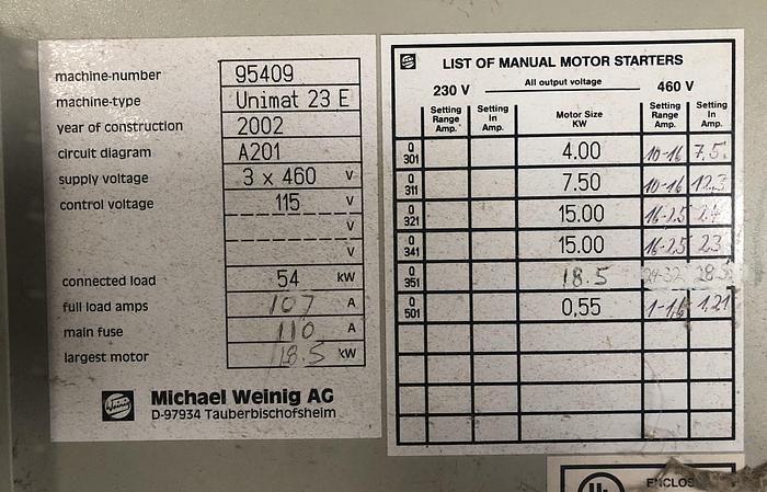 Used WEINIG UNIMAT-25E AUTOMATIC 5-SPINDLE FEED-THROUGH MOULDER