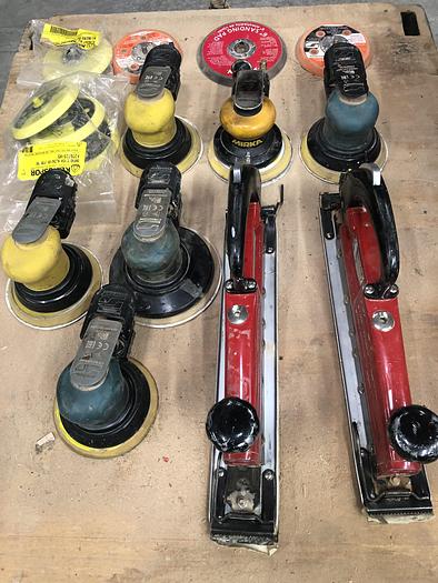 Used LOT OF PALM AND STRIGHT LINE PNEUMATIC HAND SANDERS