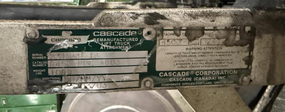 Used LOT OF (3) CASCADE 4,500 LB. SLIP-SHEET PUSH/PULL FORK-CARRIAGE ATTACHMENTS